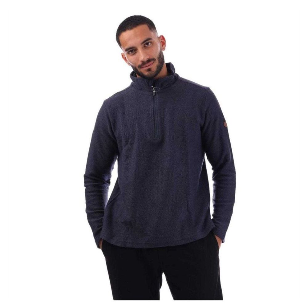 Trespass Mens Textured Knit Half Zip Fleece Top / Navy